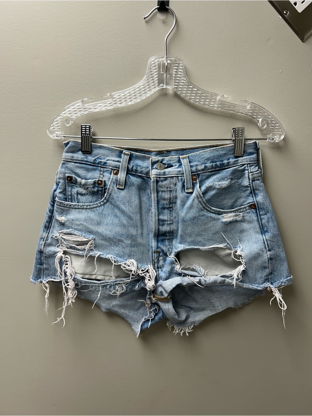 Levi’s Women’s 501 Original Fit Distressed High Waisted Jean Shorts